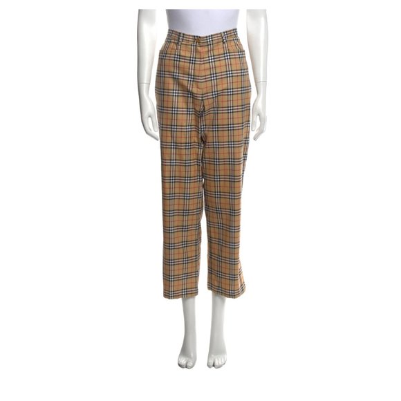 BURBERRY GOLF Plaid Print Straight Leg Pants Size: M